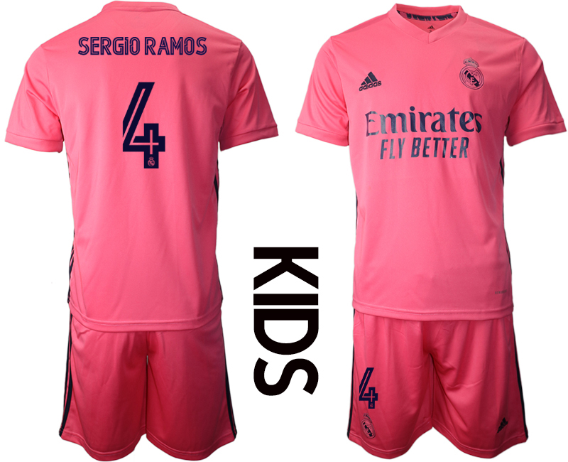 Youth 2020-2021 club Real Madrid away #4 pink Soccer Jerseys